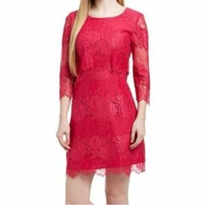 Juicy Couture Red Sheath Dress 3/4 Sleeve Crew Neck